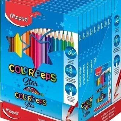 18 crayons de couleur FSC COLOR'PEPS STAR en pochette carton