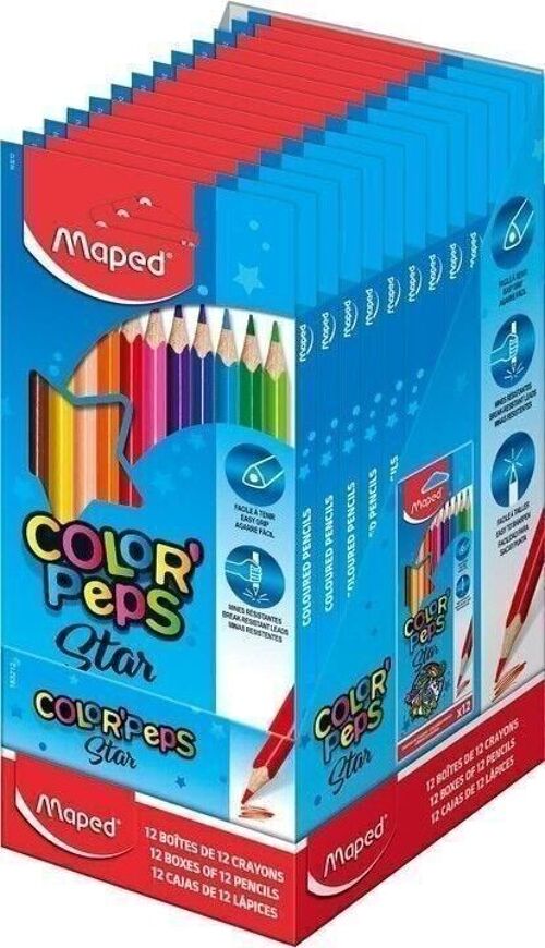 12 crayons de couleur FSC COLOR'PEPS STAR en pochette carton