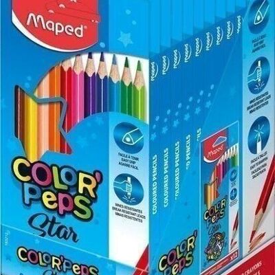 12 lápices de colores FSC COLOR'PEPS STAR en estuche de cartón