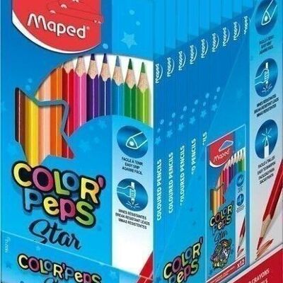 12 crayons de couleur FSC COLOR'PEPS STAR en pochette carton