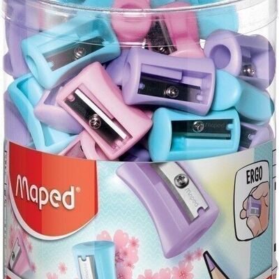 VIVO PASTEL pencil sharpener, 1 use, assorted colours, in display