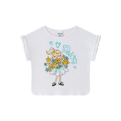 T-shirt con margherite da bambina