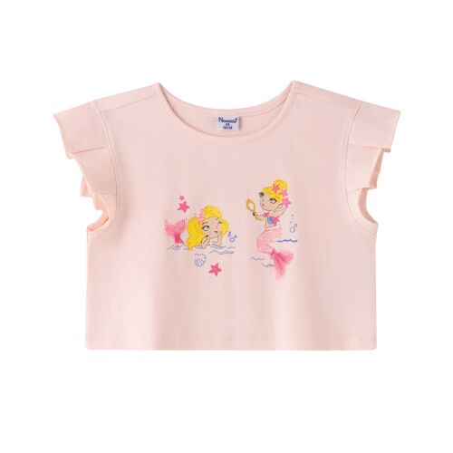 Camiseta Rosa con sirenas para niña