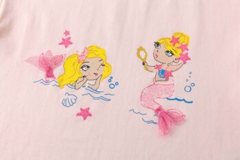 T-shirt rose avec sirènes pour fille 4