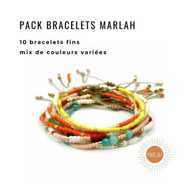 Pack of 10 HIPPY bracelets - Mix of colors