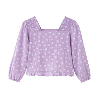 Blouse coeur lilas pour fille