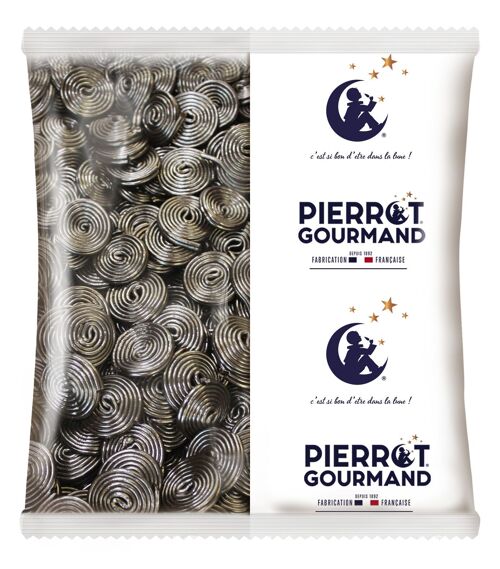 Bonbons - Vrac poche 1kg rouleau réglisse 15g Pierrot Gourmand