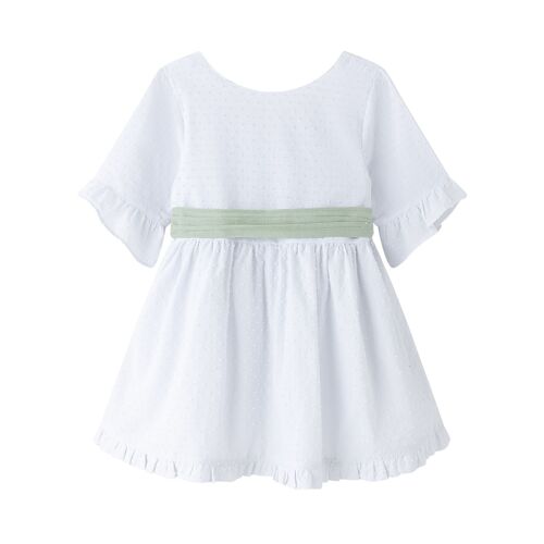 White dress with ruffle for girl