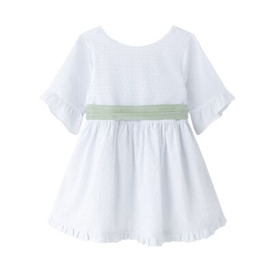 White dress with ruffle for girl