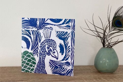 Flora and Fauna Lino Print Art Card Blank Inside