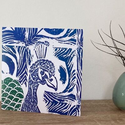 Flore et faune Lino Print Art Card vierge à l’intérieur