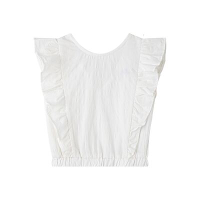 Blouse with ruffle in Plain White