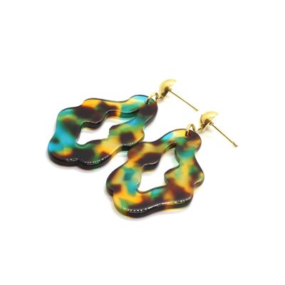 Leaf 1 Earrings in Cellulose Acetate & Stainless Steel