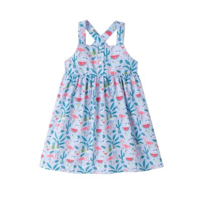 Kleid mit Flamingo- und Wassermelonen-Print