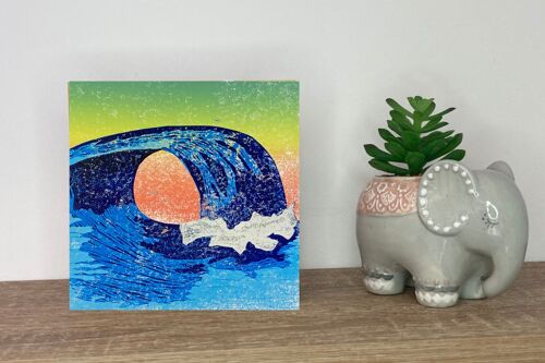 Coastal Joy Lino Print Art Card Blank Inside