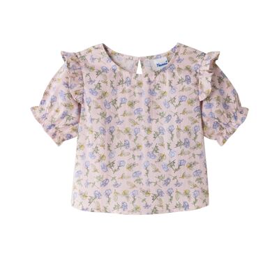 Blusa floreale a maniche corte