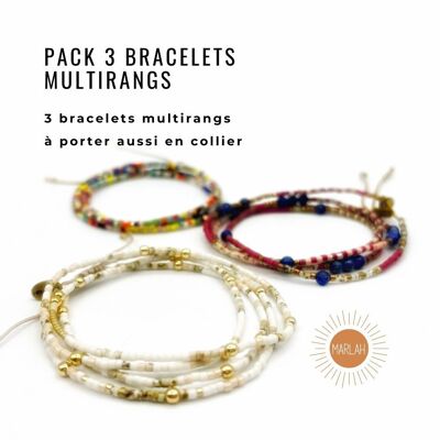 Pack of 3 multi-row bracelets