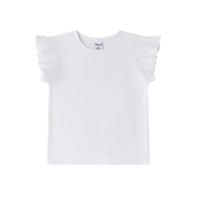 T-shirt da bambina con maniche a volant