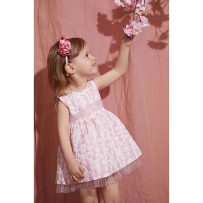 Pink baby dress with white flower details