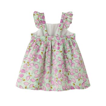 Robe bébé à bretelles et détails violets 3