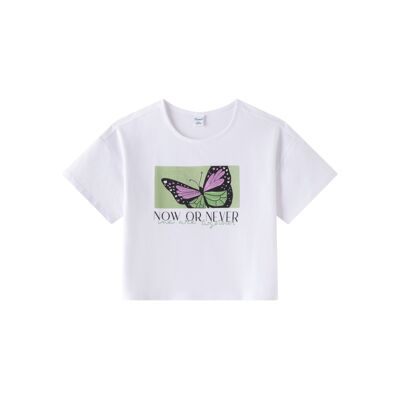 T-shirt da bambina con farfalla