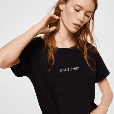 T-Shirt "Je Suis Esaurit"__S / Nero