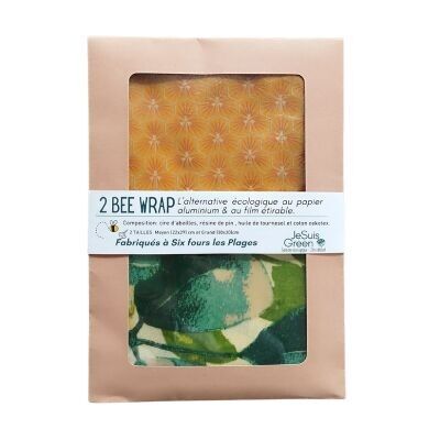 Bee Wrap 2 tamaños - embalaje reutilizable / residuo cero / cera de abejas / ecológico