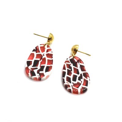 Vintage red earrings in Cellulose Acetate & Stainless Steel