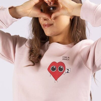 Crew Neck Sweatshirt "Heart"__M / Rosa