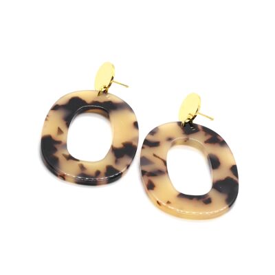 Léa beige tortoiseshell earrings in Cellulose Acetate & Stainless Steel