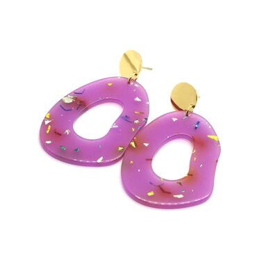 Léa Violet Earrings in Cellulose Acetate & Stainless Steel
