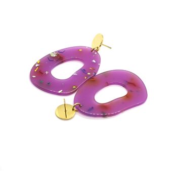 Boucles d'oreilles Léa Violet en Acétate de cellulose & Acier inoxydable 4