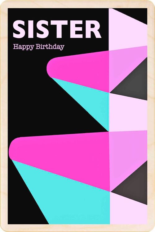 Wooden Postcard SISTER Birthday Card