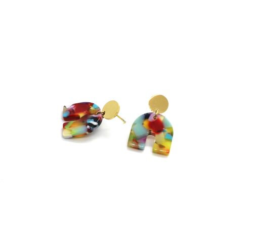 Boucles d'oreilles Nina Mini Multicolore en Acétate de cellulose & Acier inoxydable