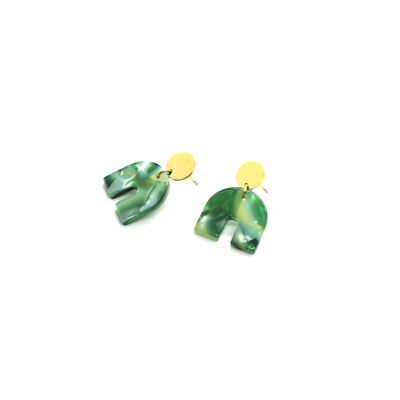 Nina Mini Green Ohrringe aus Zelluloseacetat und Edelstahl