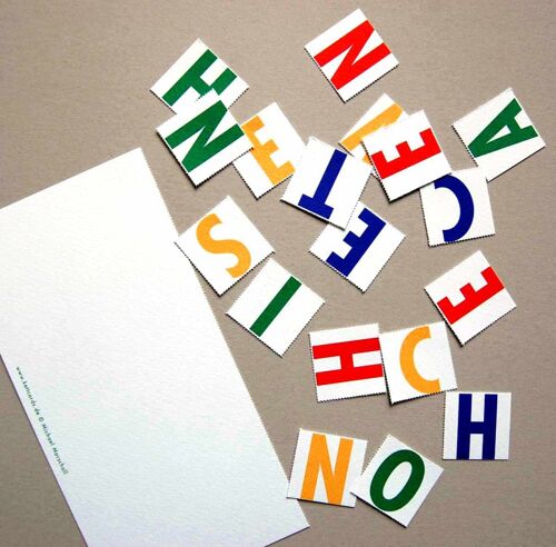 10 Weihnachtskarten mit grünen Kuverts: Buchstabenpuzzle