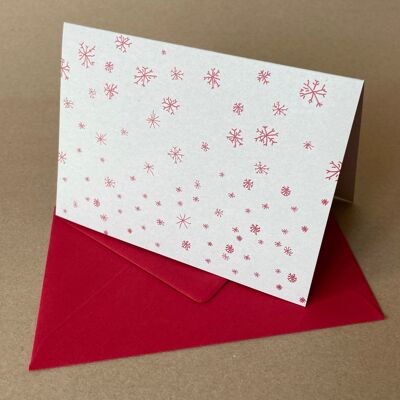 10 tarjetas navideñas grises con sobres rojos
