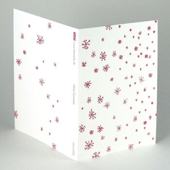 10 cartes de Noël rouges avec enveloppes rouges : flocons de neige 2