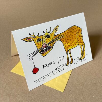 6 Christmas cards with ocher recycled envelopes: Happy Holidays