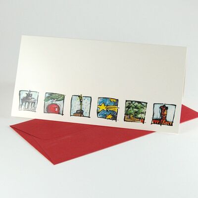 20 tarjetas navideñas de Berlín con sobres rojos.