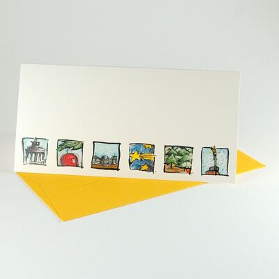 10 Berlin Christmas cards with yellow envelopes