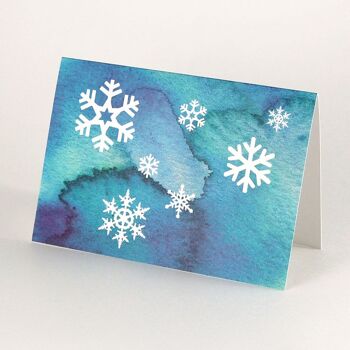 10 cartes de Noël recyclées avec enveloppes marron : flocons de neige 2