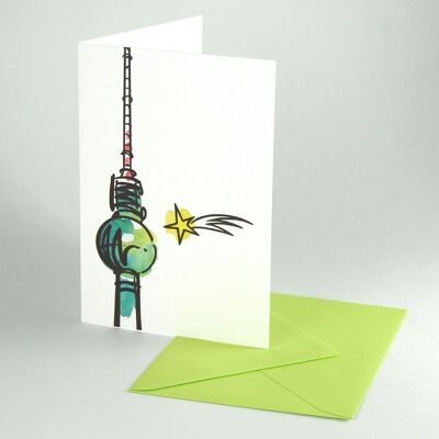 10 Christmas cards with envelopes: Berlin TV Tower