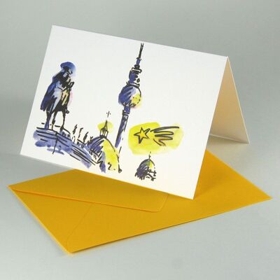 10 cartes de Noël avec enveloppes jaunes : Berlin - Frédéric le Grand