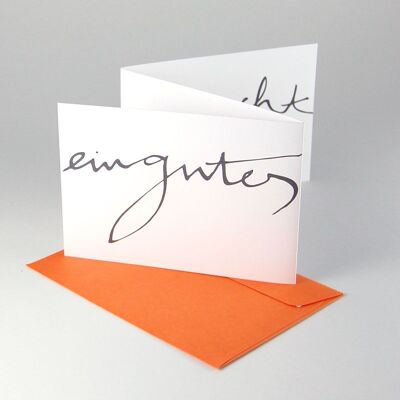 wishes you a happy new year - New Year's leaflet with an orange envelope