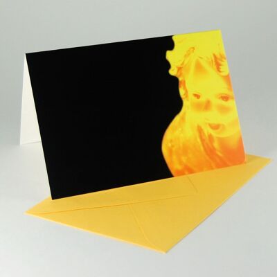 10 tarjetas navideñas negras con sobres amarillos: ángeles
