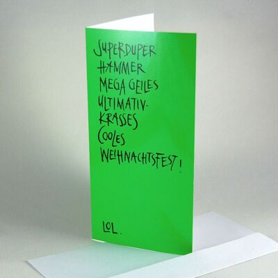 10 green Christmas cards with white, self-adhesive envelopes: super duper...