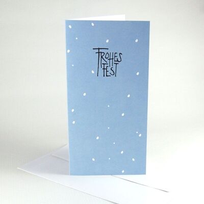 10 blue recycled Christmas cards with envelopes: Happy Holidays