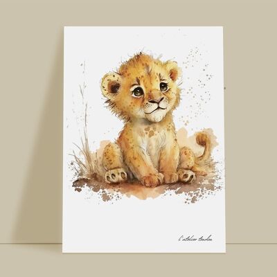 Lion animal baby room wall decoration - Watercolor theme