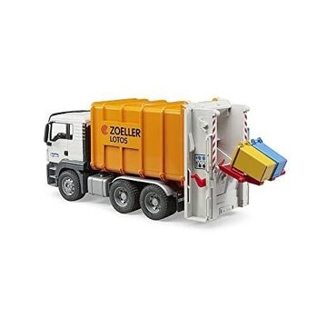 Bruder - 03762 - Camion poubelle MAN TGS orange avec 2 poubelles 2